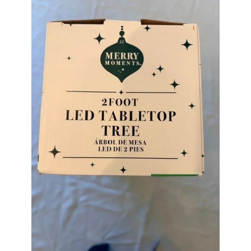 2 ft LED Tabletop Flocked Christmas Tree Warm White Lights Timer Holiday Decor